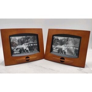 Pair of 2 Fetco Teak Wood Picture Frame Hand-Crafted MCM Minimalist Modern 4x6